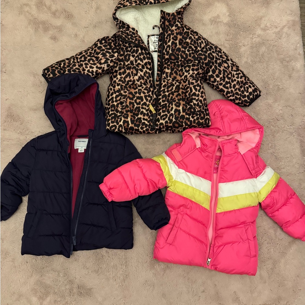 Leopard, Black, and Pink Kids' Jackets Set
